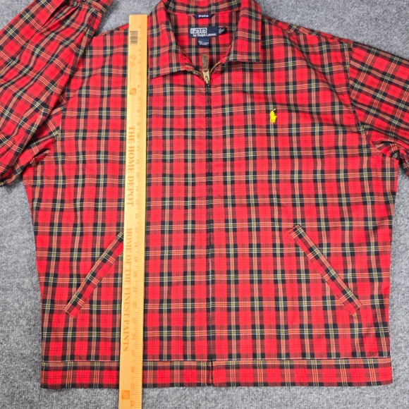 VTG Polo Ralph Lauren Red Tartan Plaid Harrington Lightweight Jacket XL - Picture 11 of 11